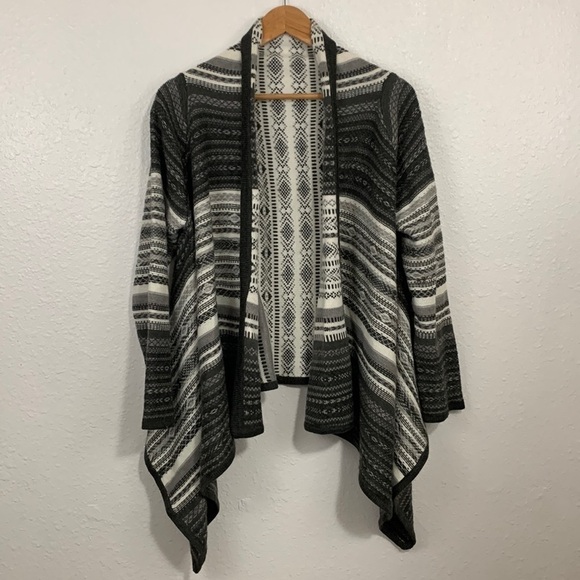 Carducci Grey White Waterfall Open Front Knit Cardigan Size L - Picture 1 of 6